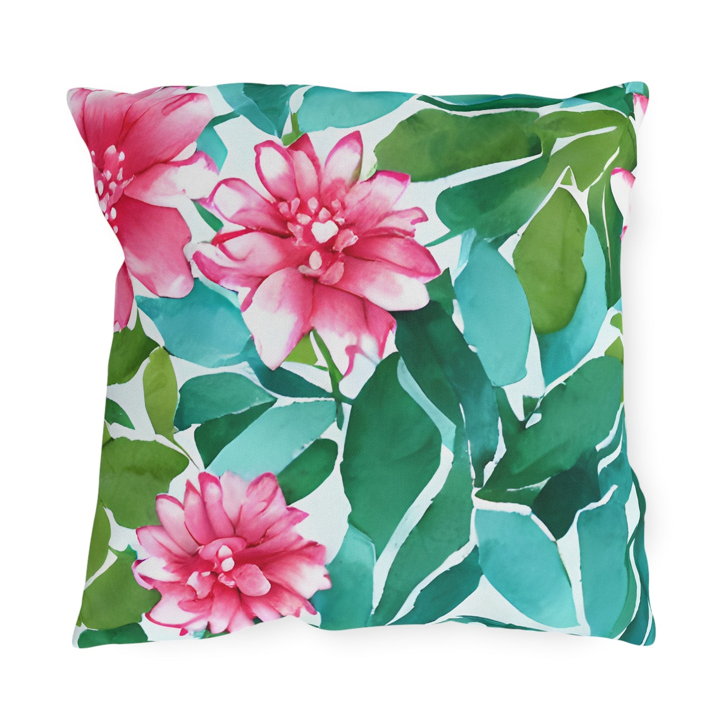 Outdoor Pillow In Watercolor Flowers Pattern
