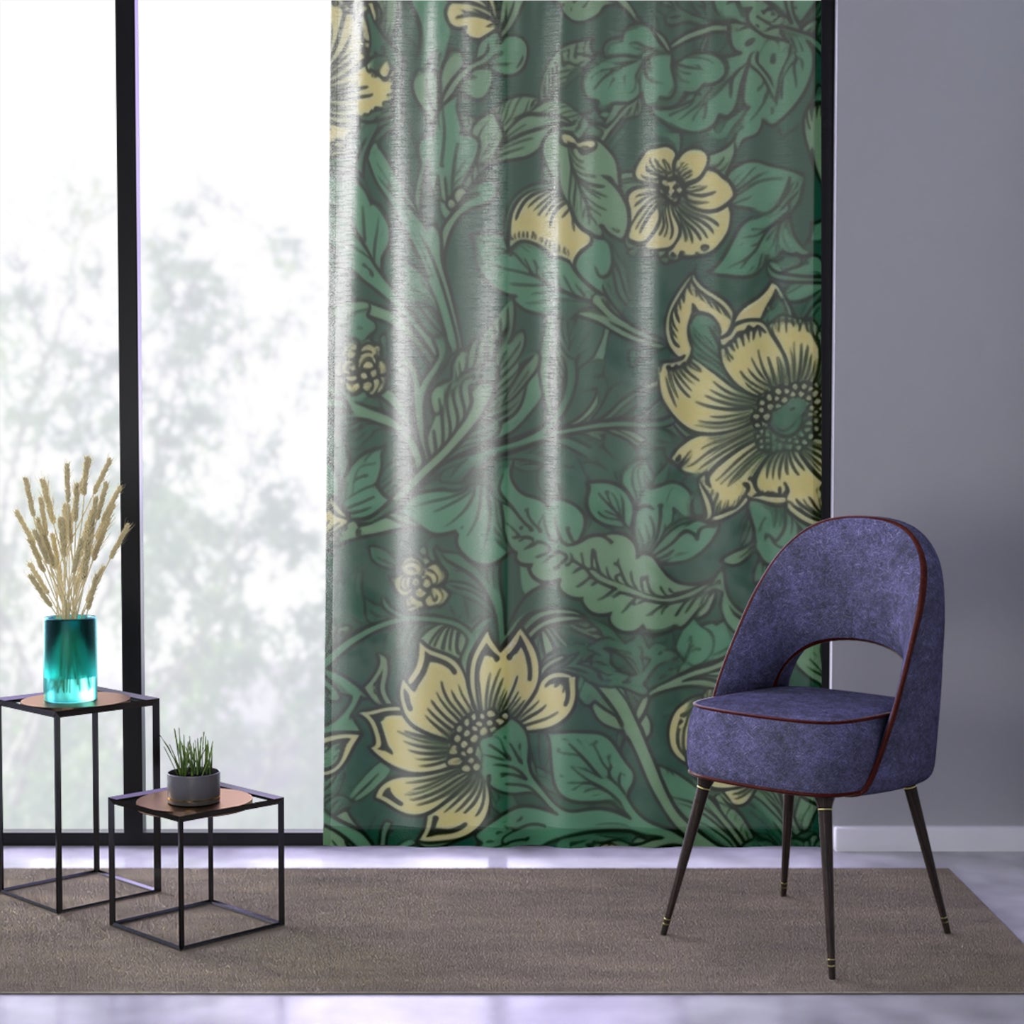 Sheer Window Curtain 50" x 84" Jacobean