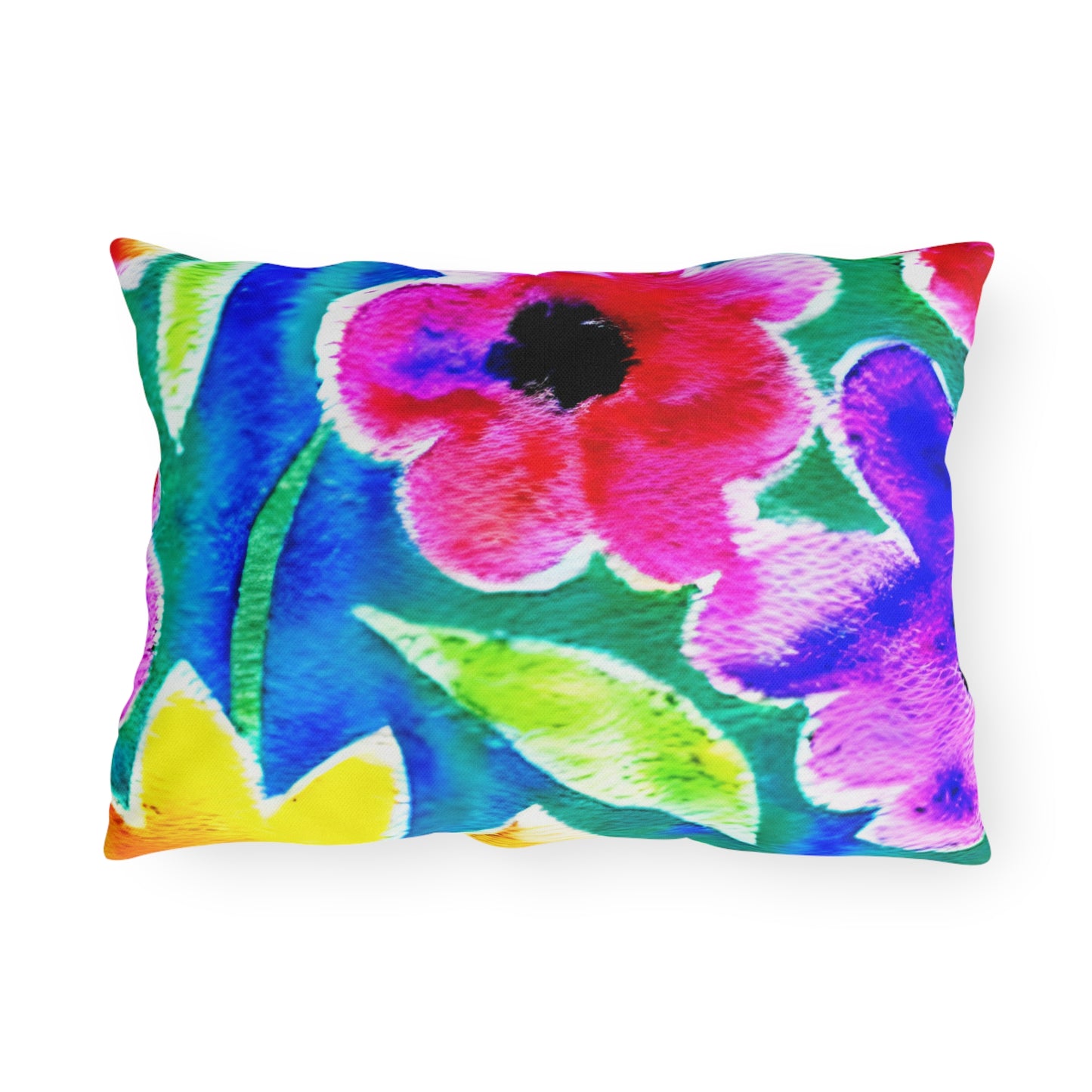 Outdoor Pillow In Watercolor Flowers Pattern