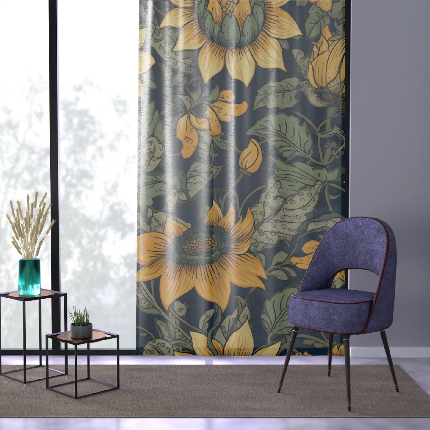 Sheer Window Curtain 50" x 84" Sunflower