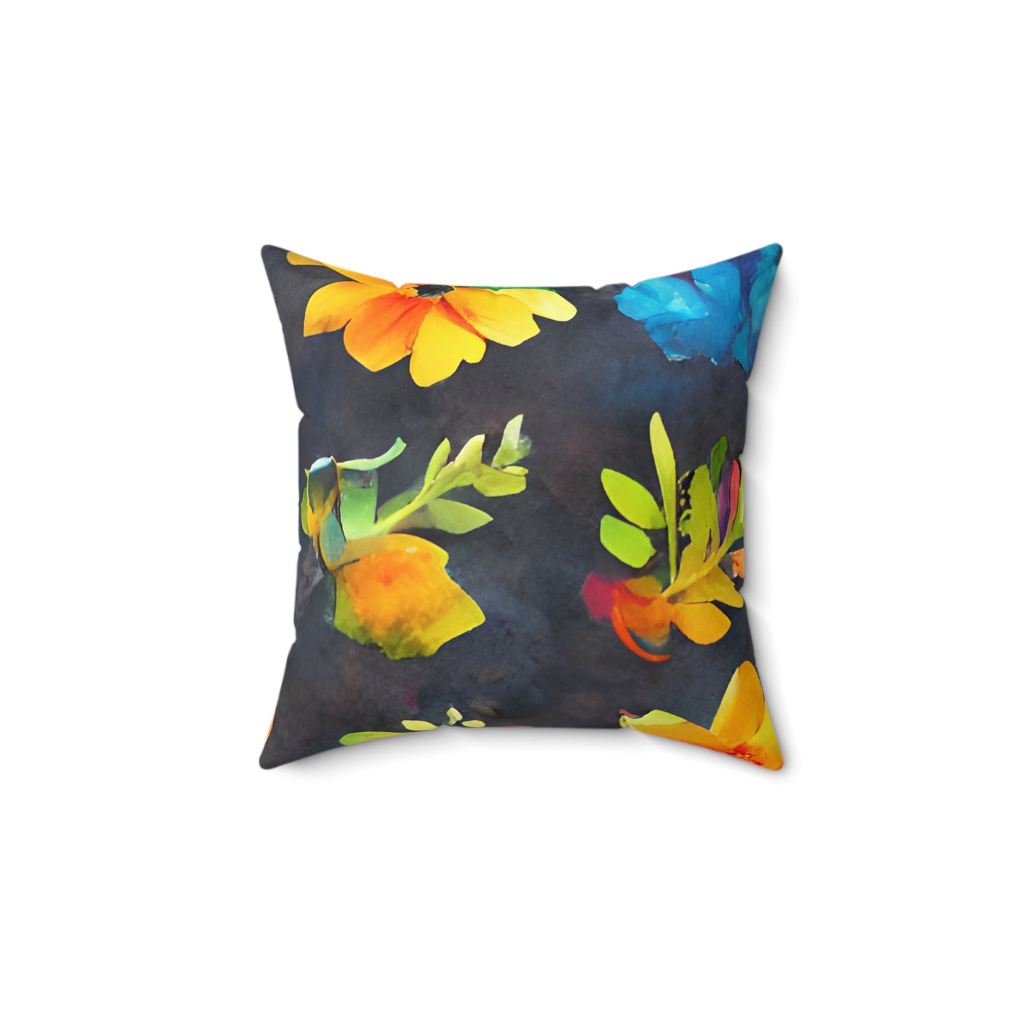 Square Pillow Cover With Pillow Insert In Watercolor Flowers Pattern