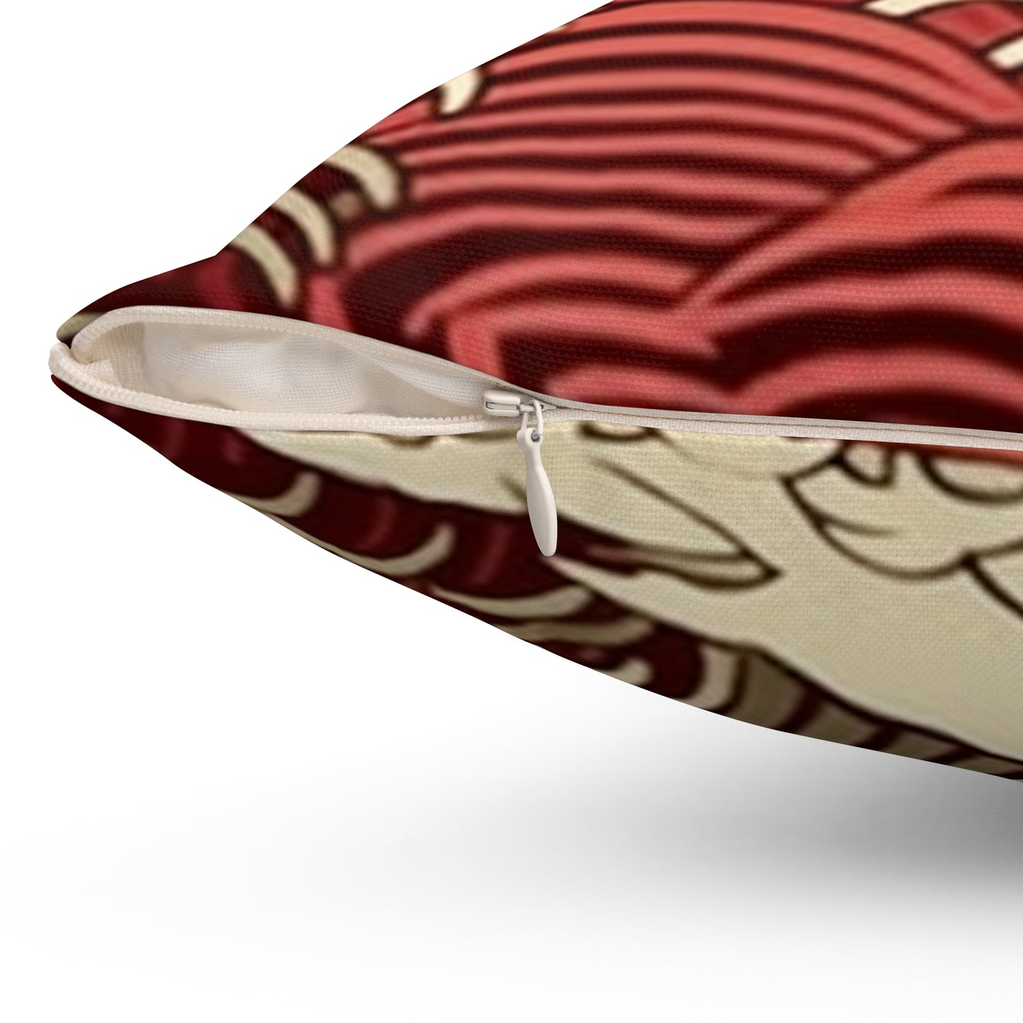 Square Pillow Cover With Pillow Insert In Japanese Wave Pattern