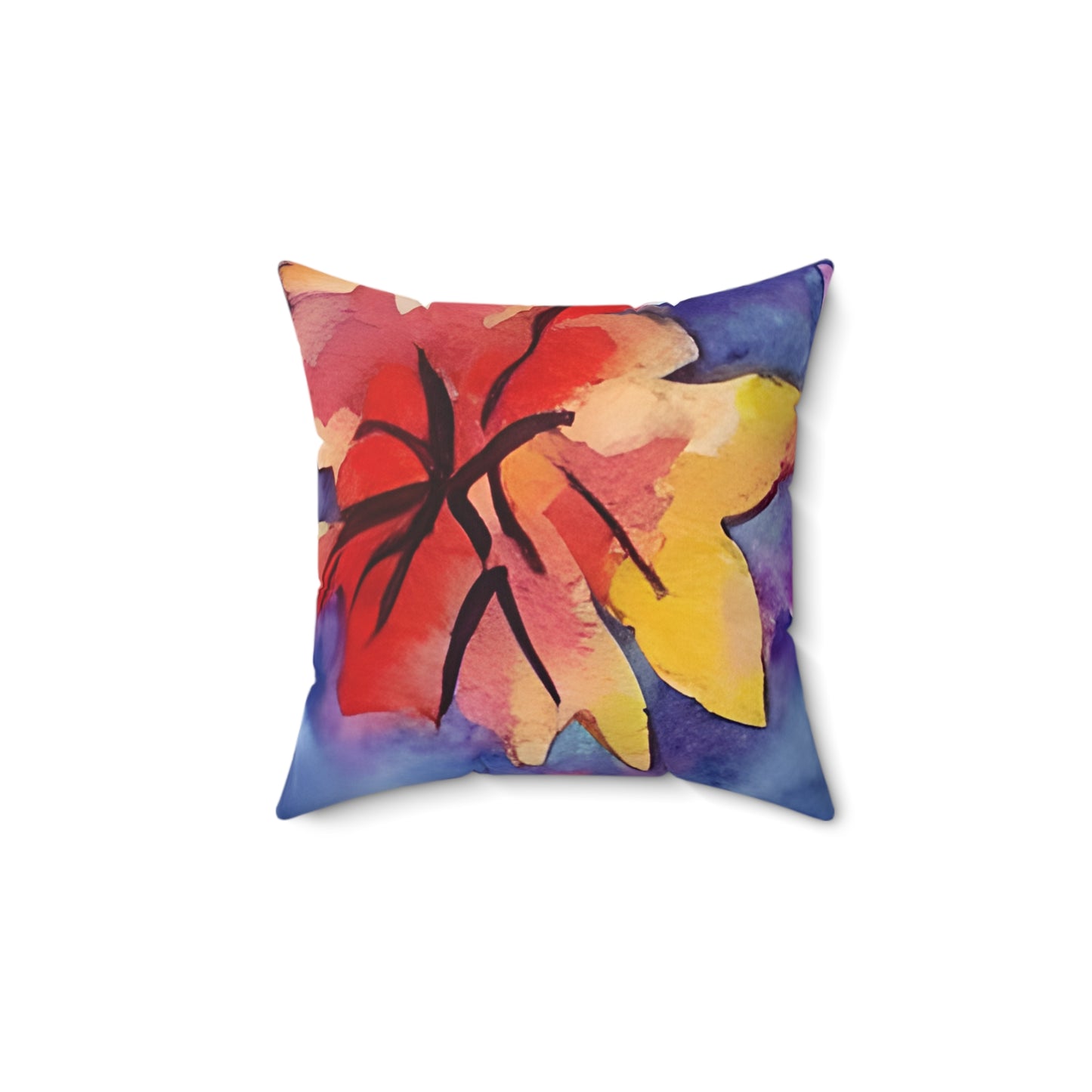 Square Pillow Cover With Pillow Insert In Watercolor Flowers Pattern