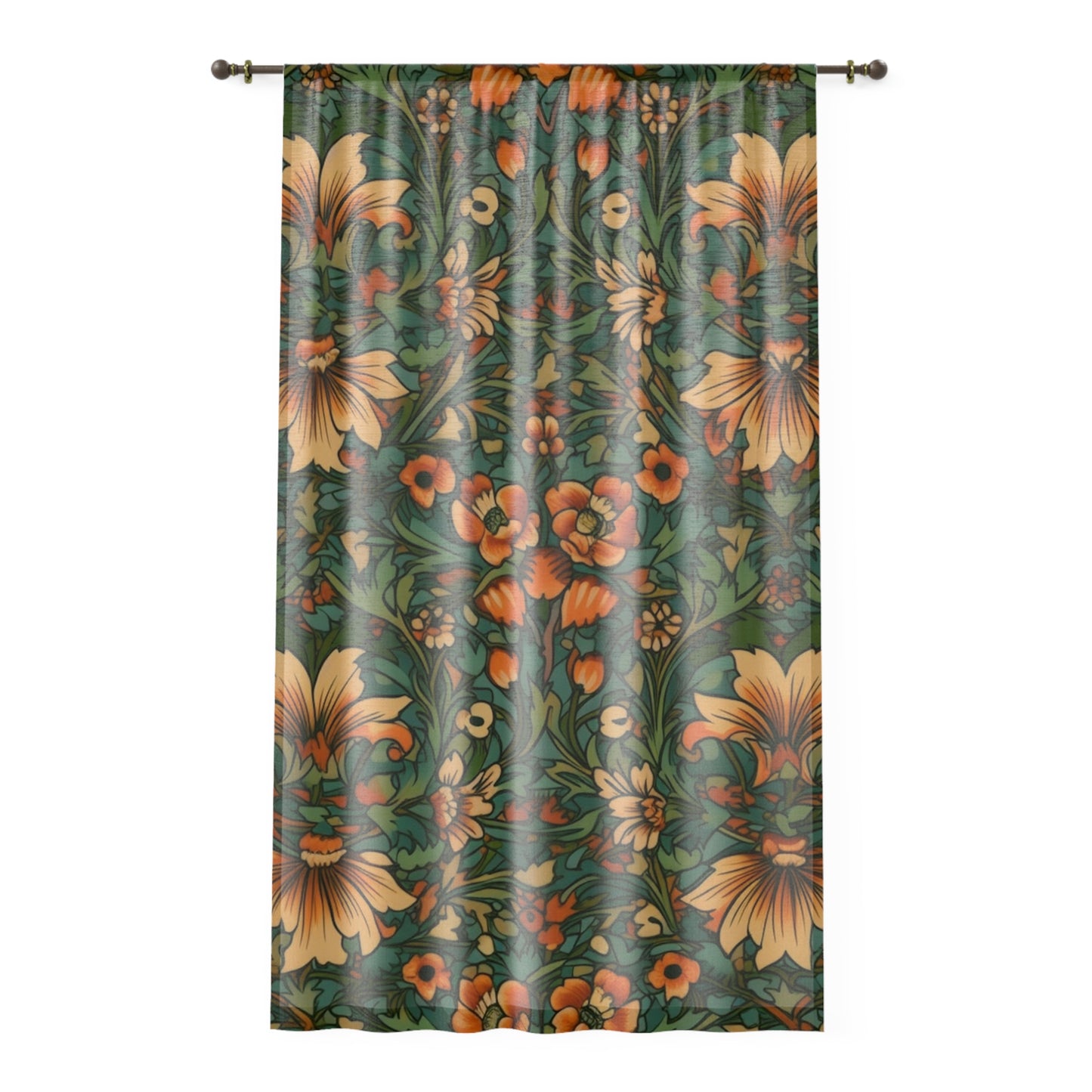 Sheer Window Curtain 50" x 84" Jacobean