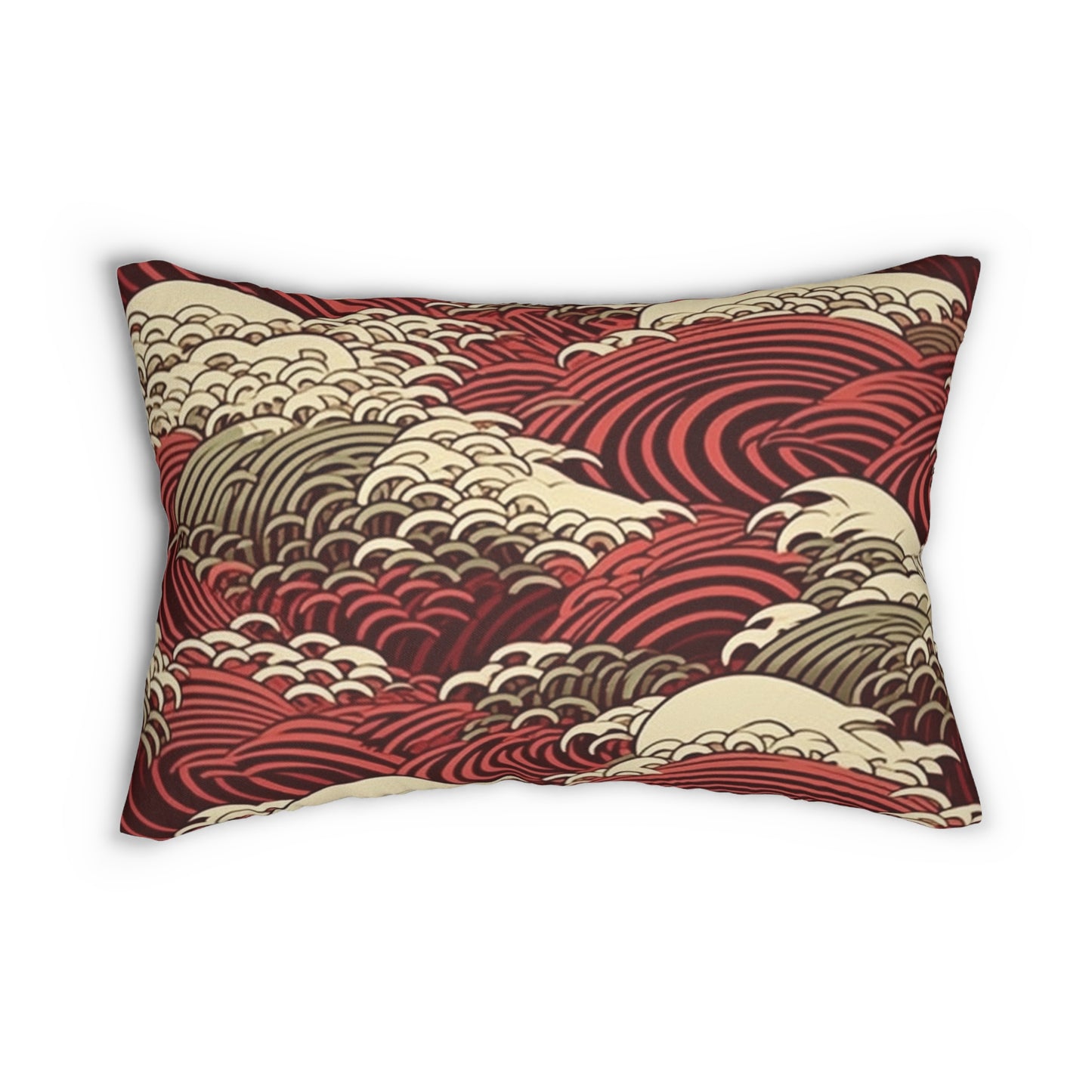 Lumbar Pillow With Pillow Insert In Japanese Wave Pattern 20"x14"