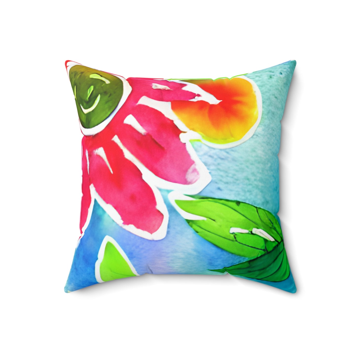 Square Pillow Cover With Pillow Insert In Watercolor Flowers Pattern