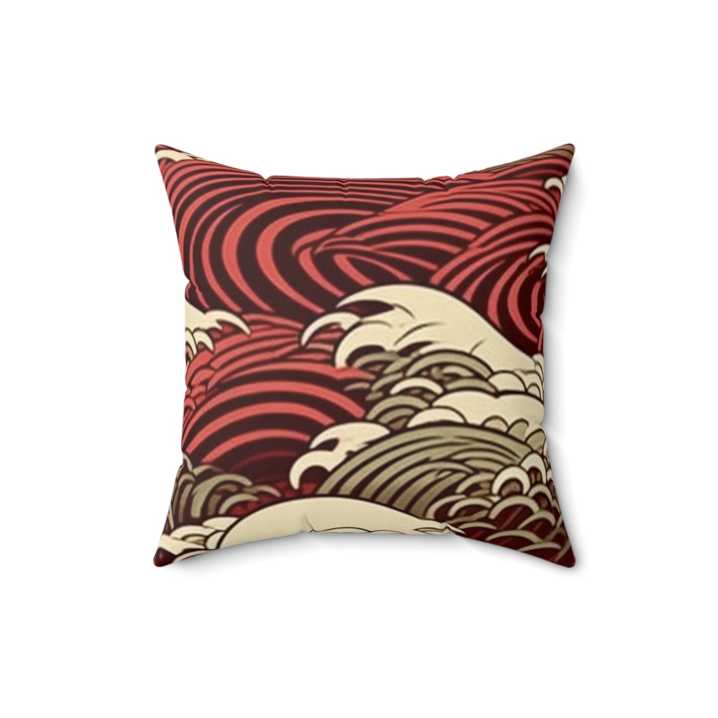 Square Pillow Cover With Pillow Insert In Japanese Wave Pattern
