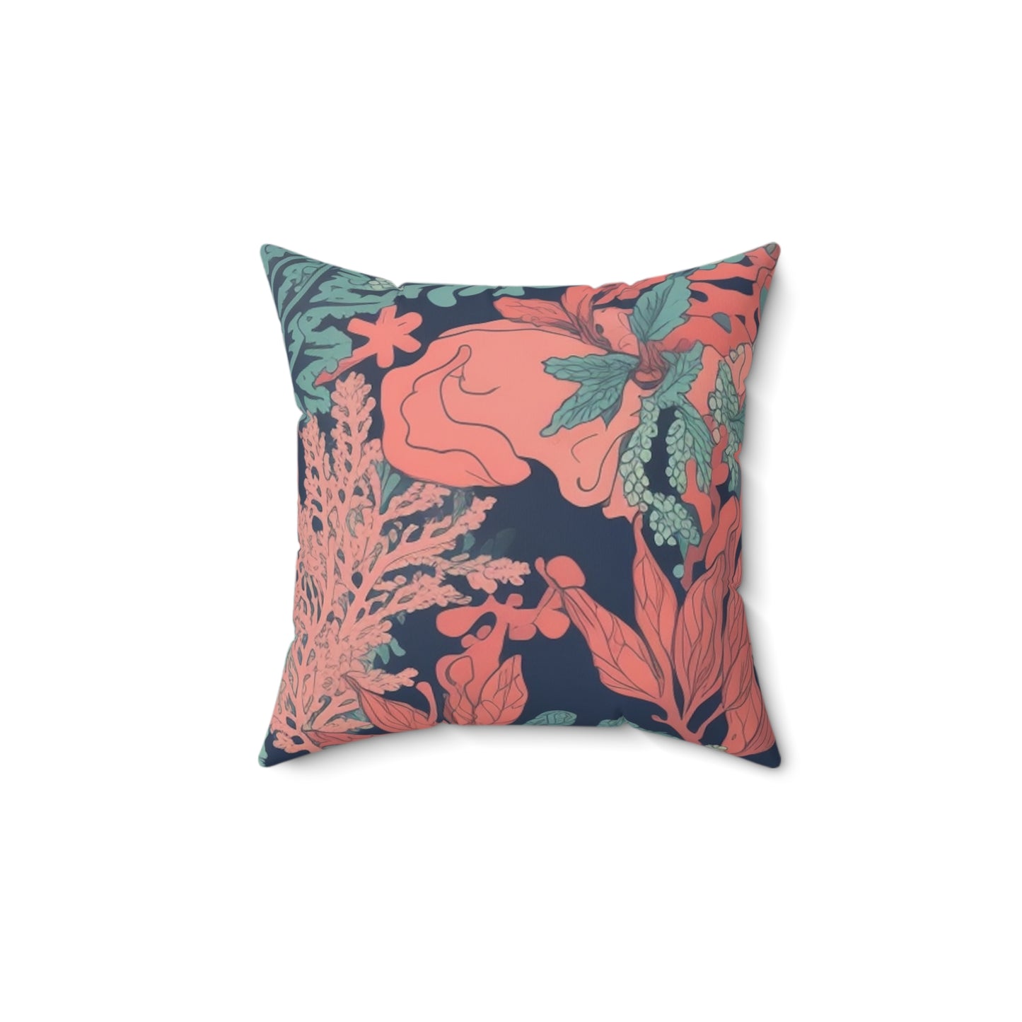 Square Pillow Cover With Pillow Insert In Coral Pattern