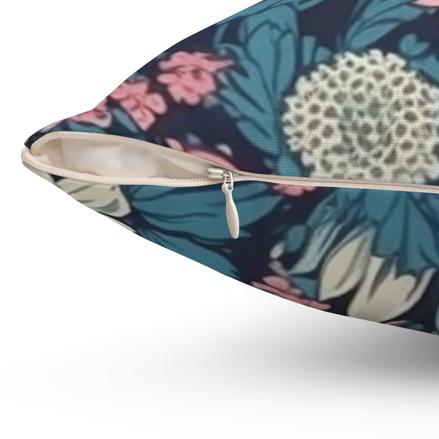 Square Pillow Cover With Pillow Insert In Pink & Blue Floral Daisy Pattern