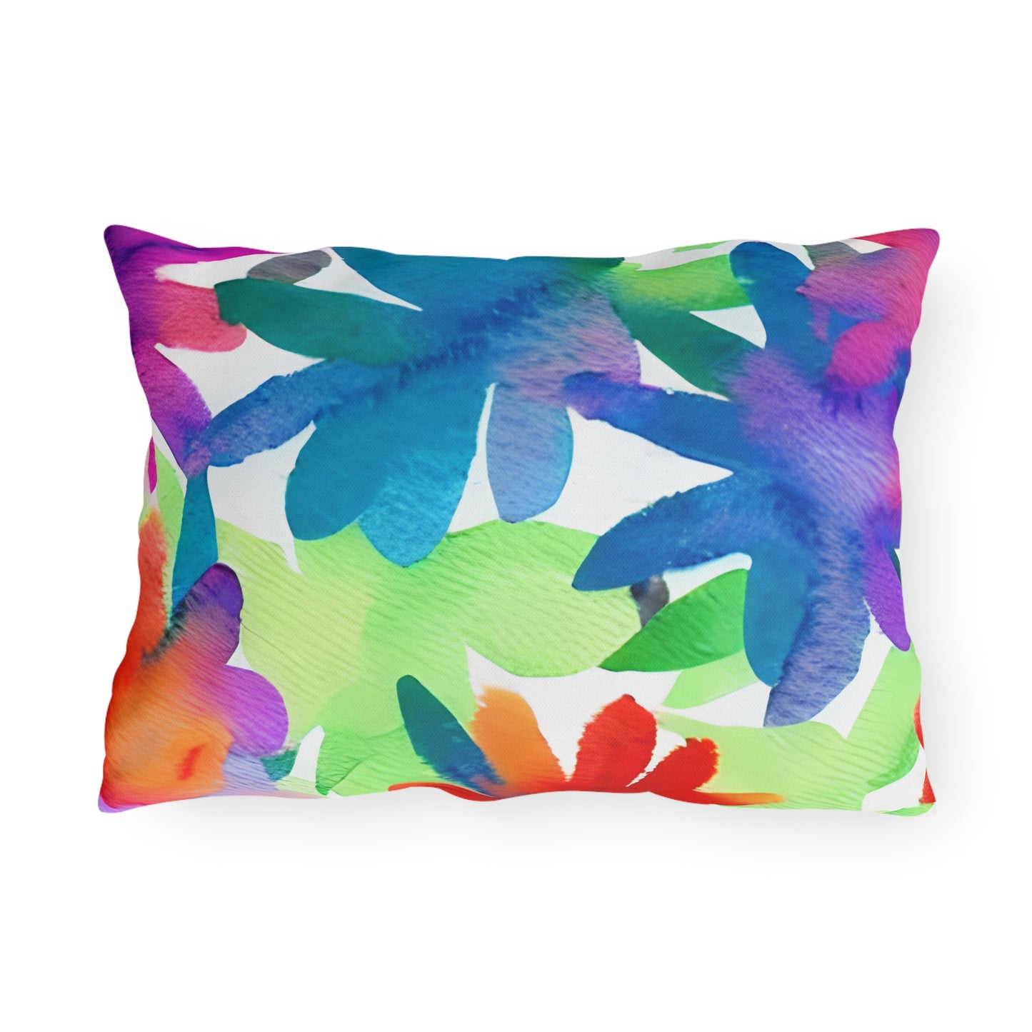 Outdoor Pillow In Watercolor Flowers Pattern