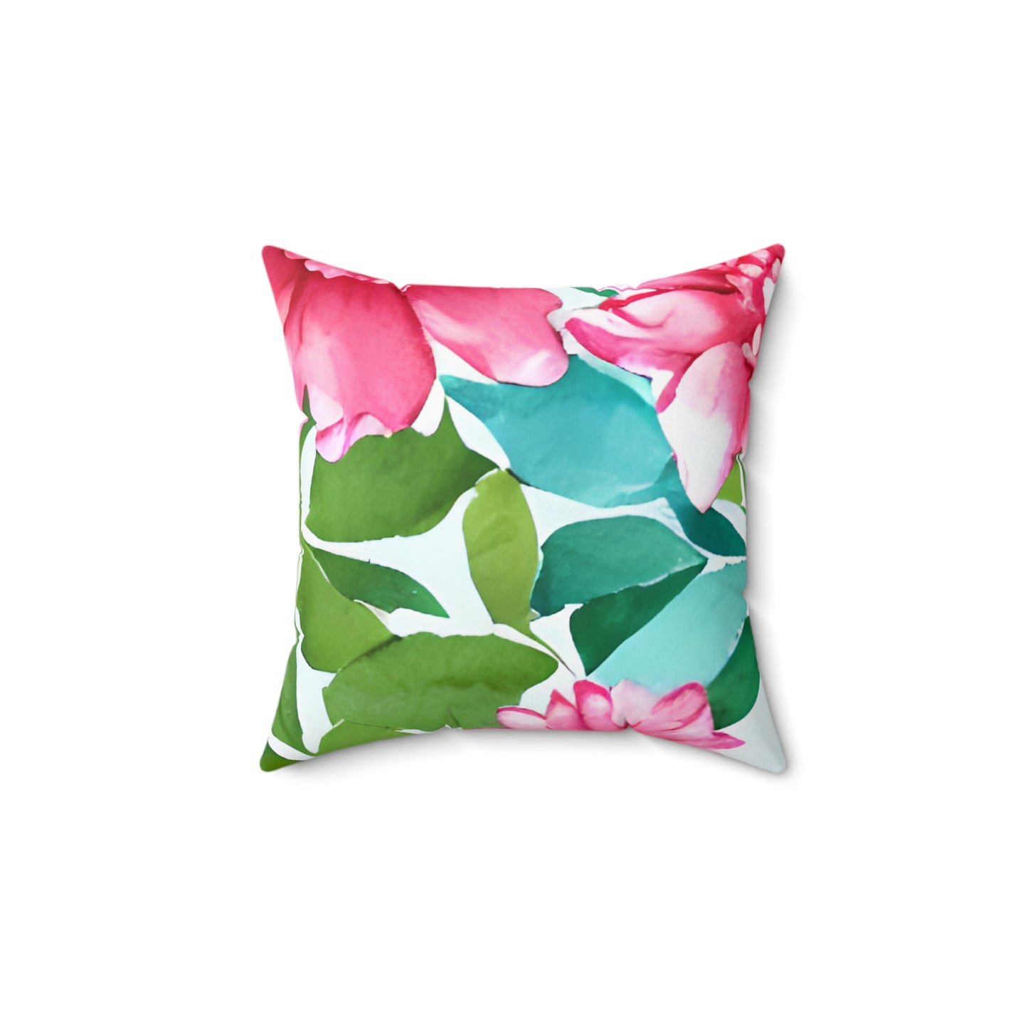 Square Pillow Cover With Pillow Insert In Watercolor Flowers Pattern