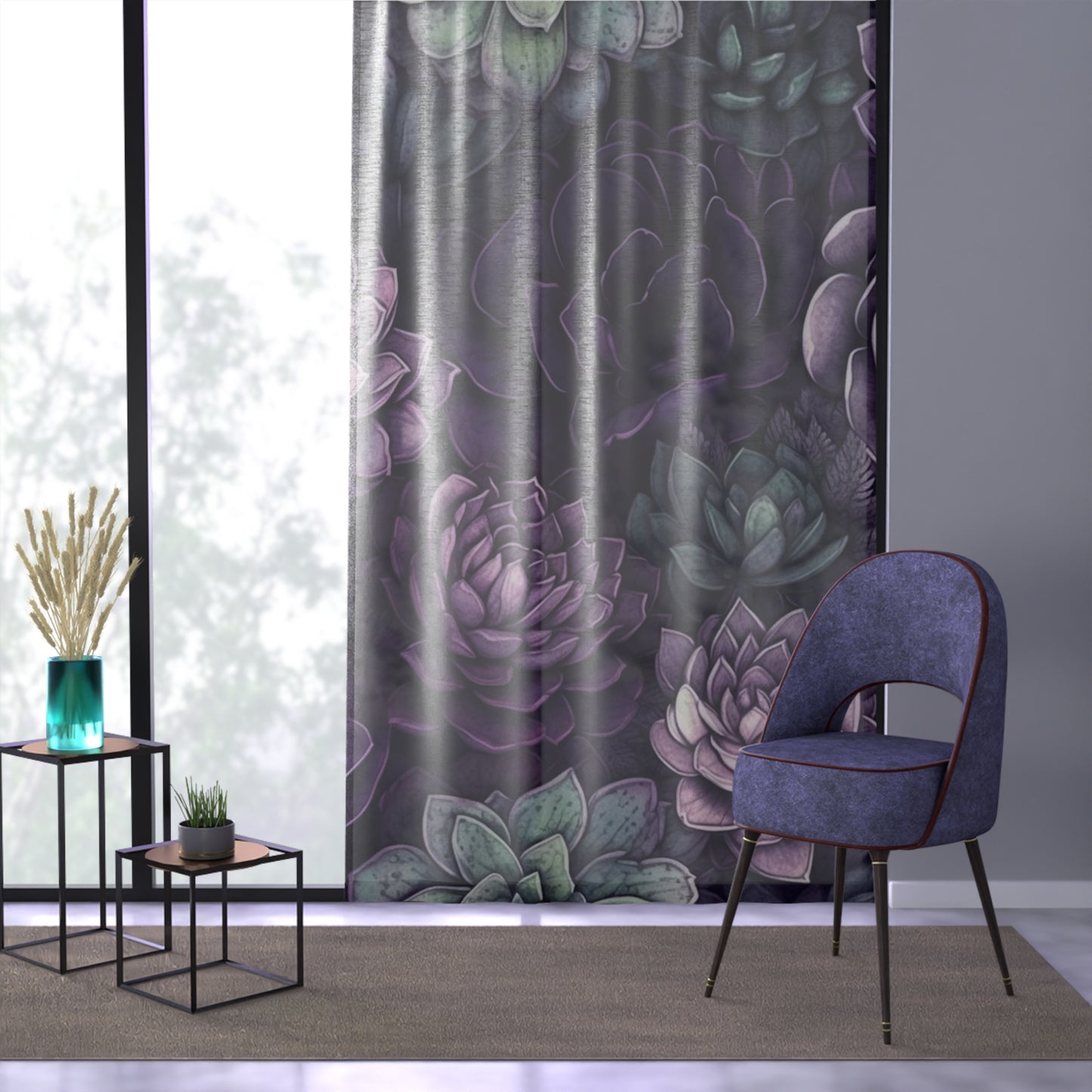 Sheer Window Curtain 50" x 84" Purple