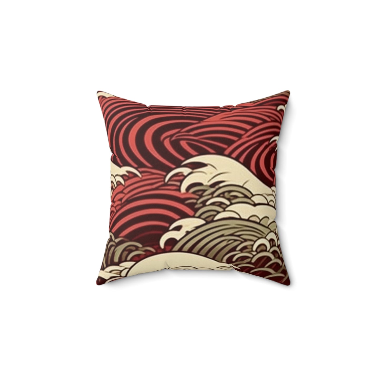 Square Pillow Cover With Pillow Insert In Japanese Wave Pattern