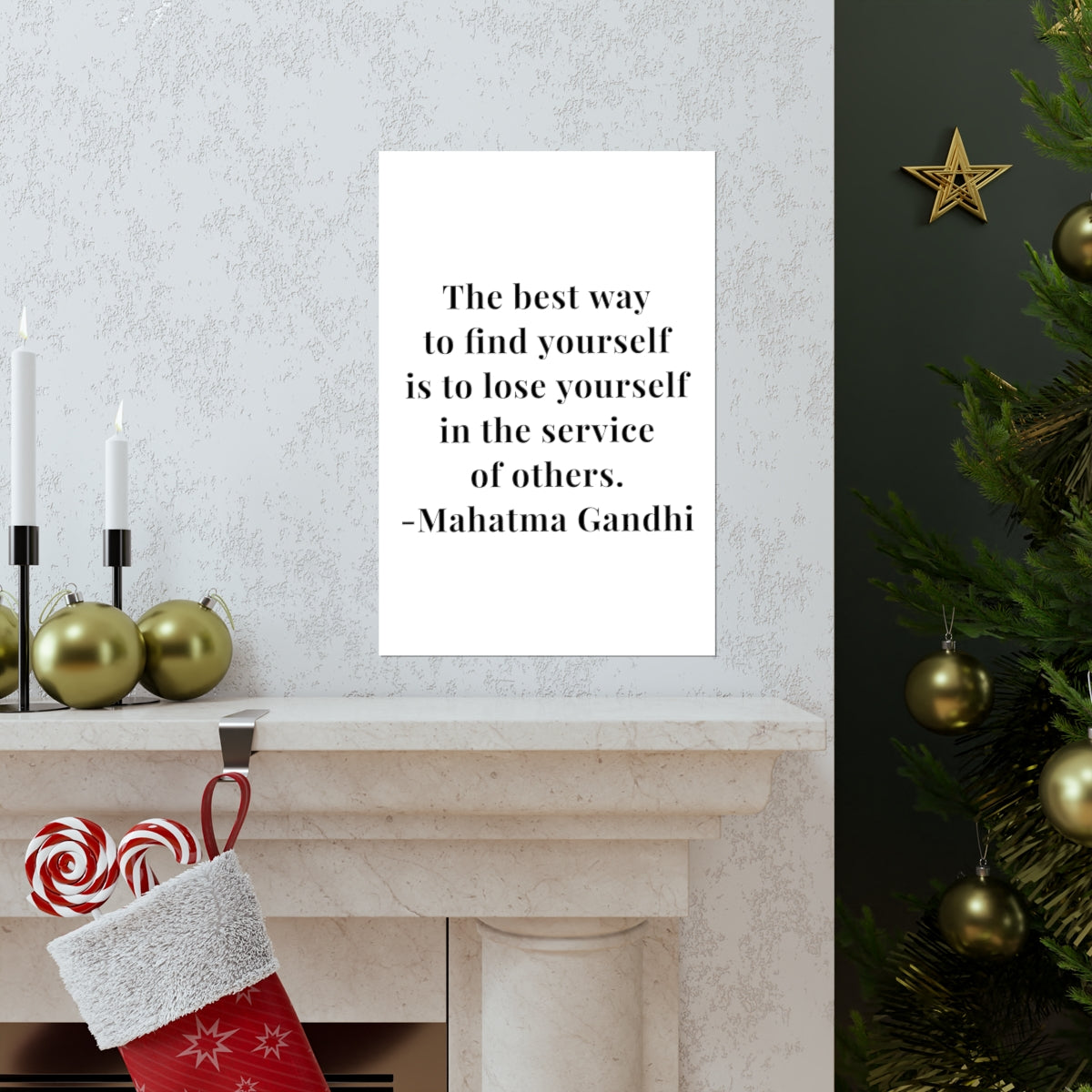 Mahatma Gandhi Quote - The Best Way To Find Yourself - Premium Matte Vertical Poster