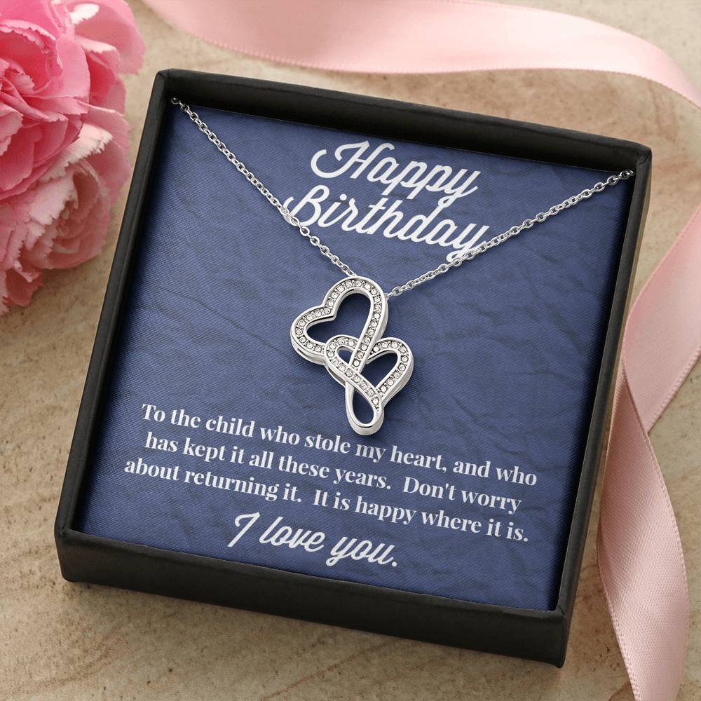 Happy Birthday Double Hearts Necklace
