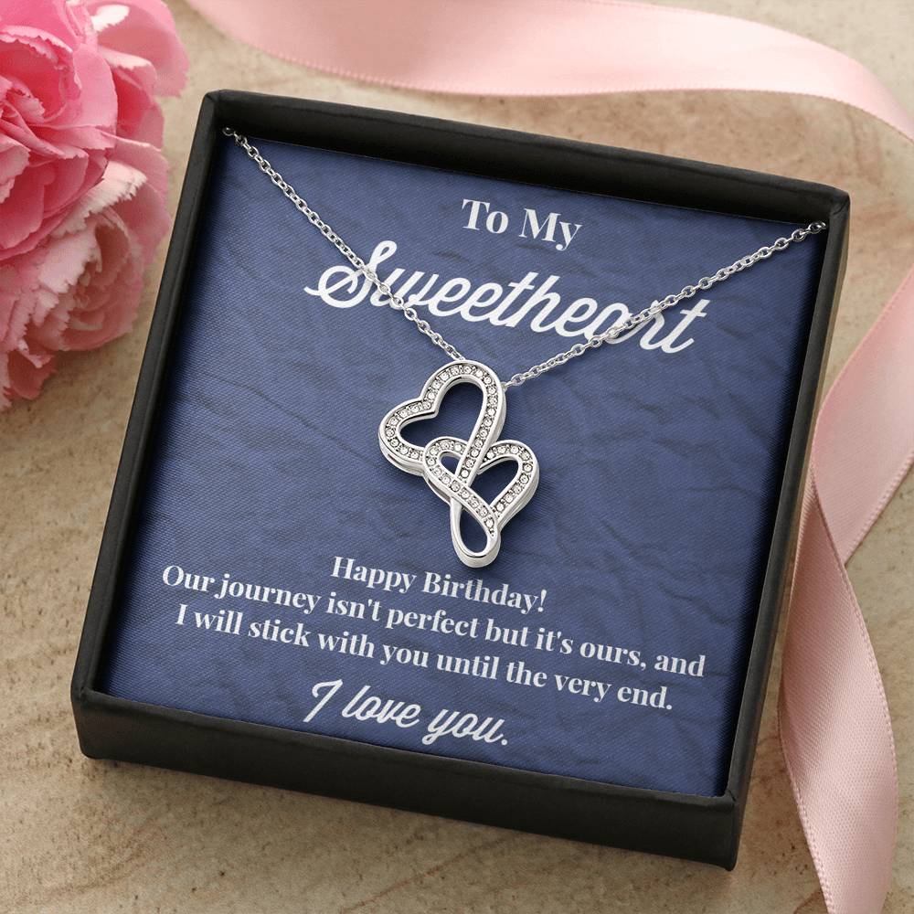 Happy Birthday To My Sweetheart Double Hearts Necklace - Sweetheart Necklace - Jewelry for Wife - Necklace for Wife