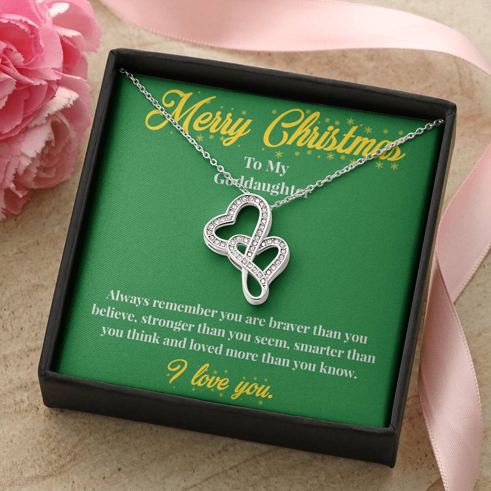 Merry Christmas To My Goddaughter - Double Hearts Necklace - Christmas Gift for Goddaughter - Necklace for Goddaughter