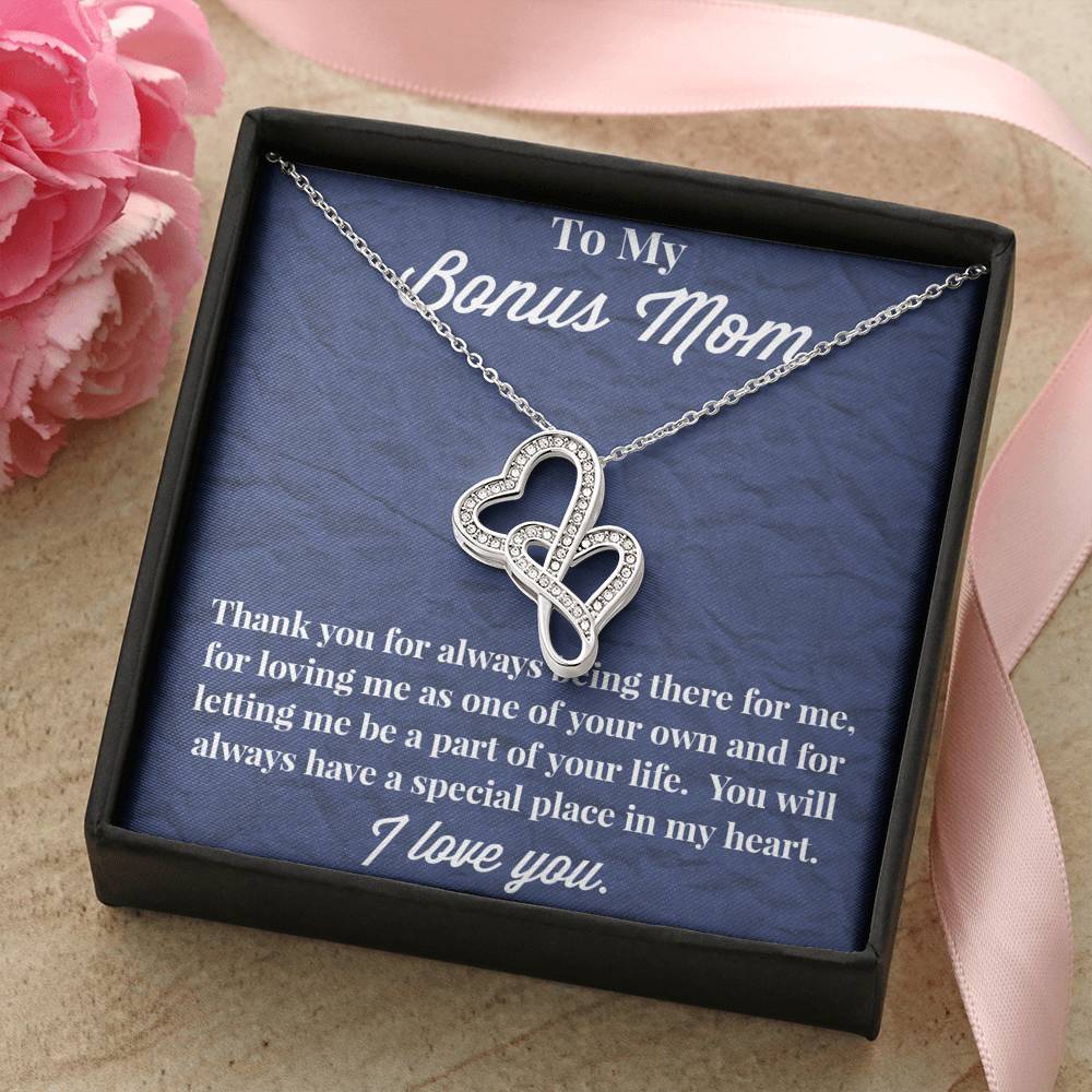 To My Bonus Mom Double Hearts Necklace