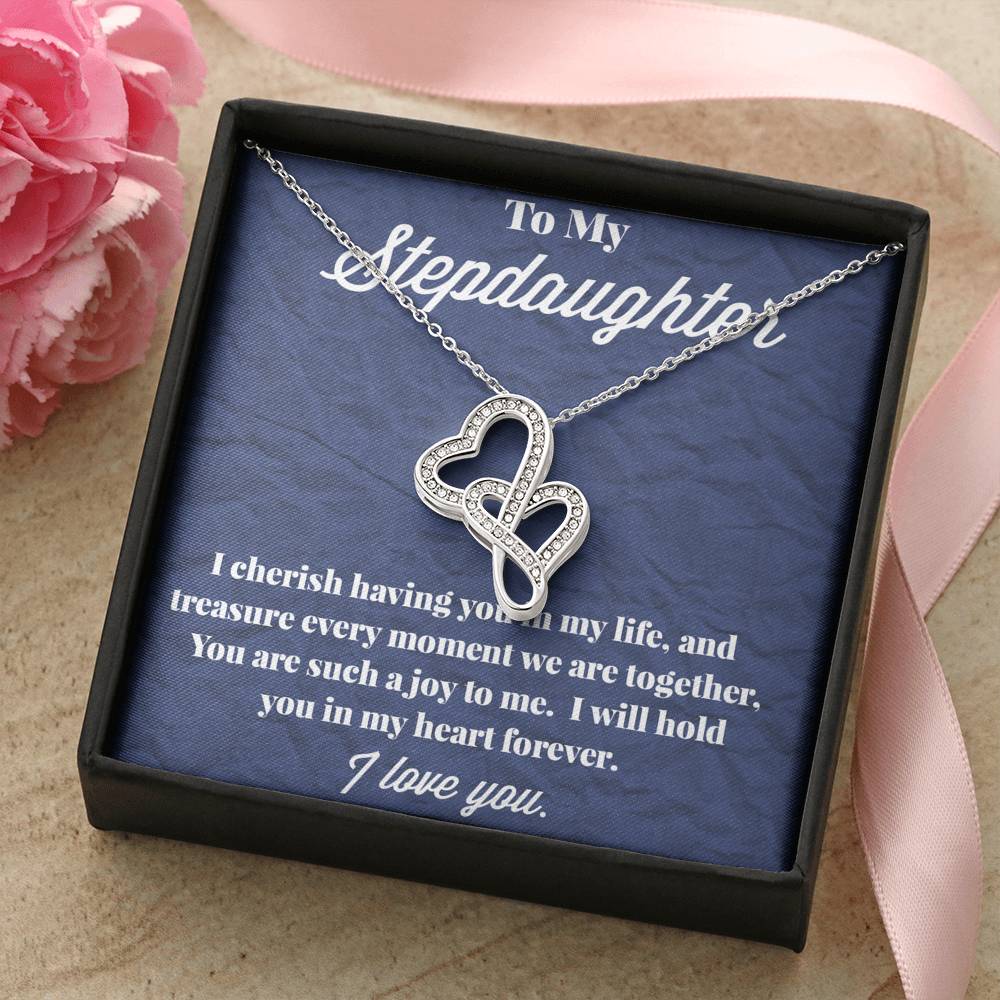 To My Stepdaughter Double Hearts Necklace