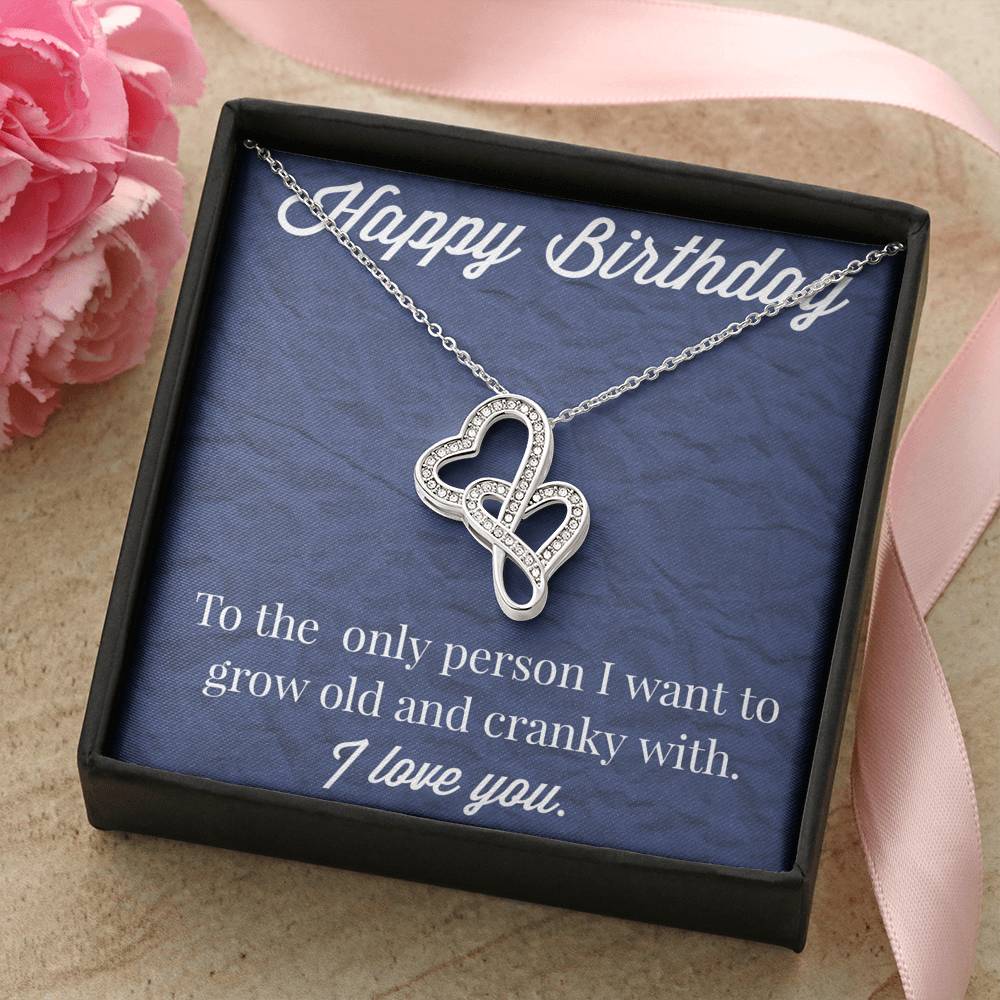 Happy Birthday Double Hearts Necklace
