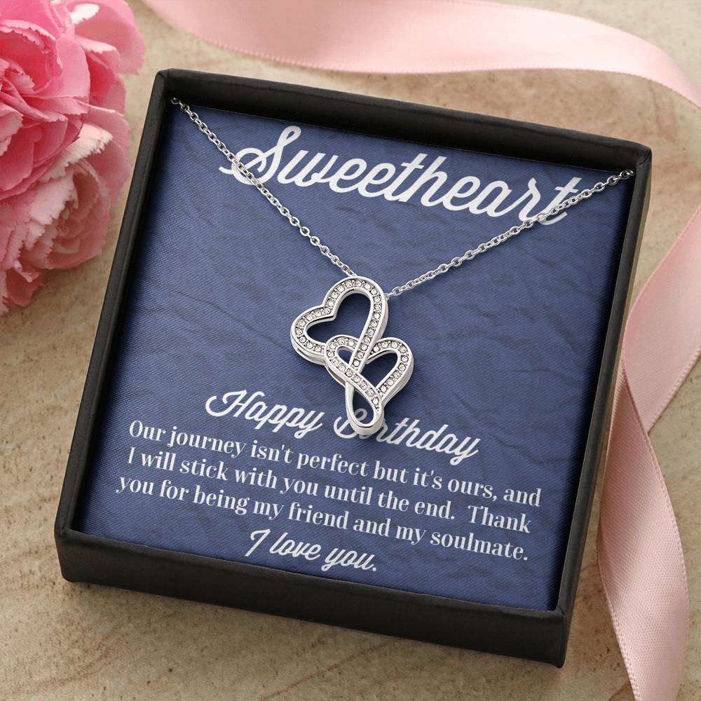 Happy Birthday Double Hearts Necklace