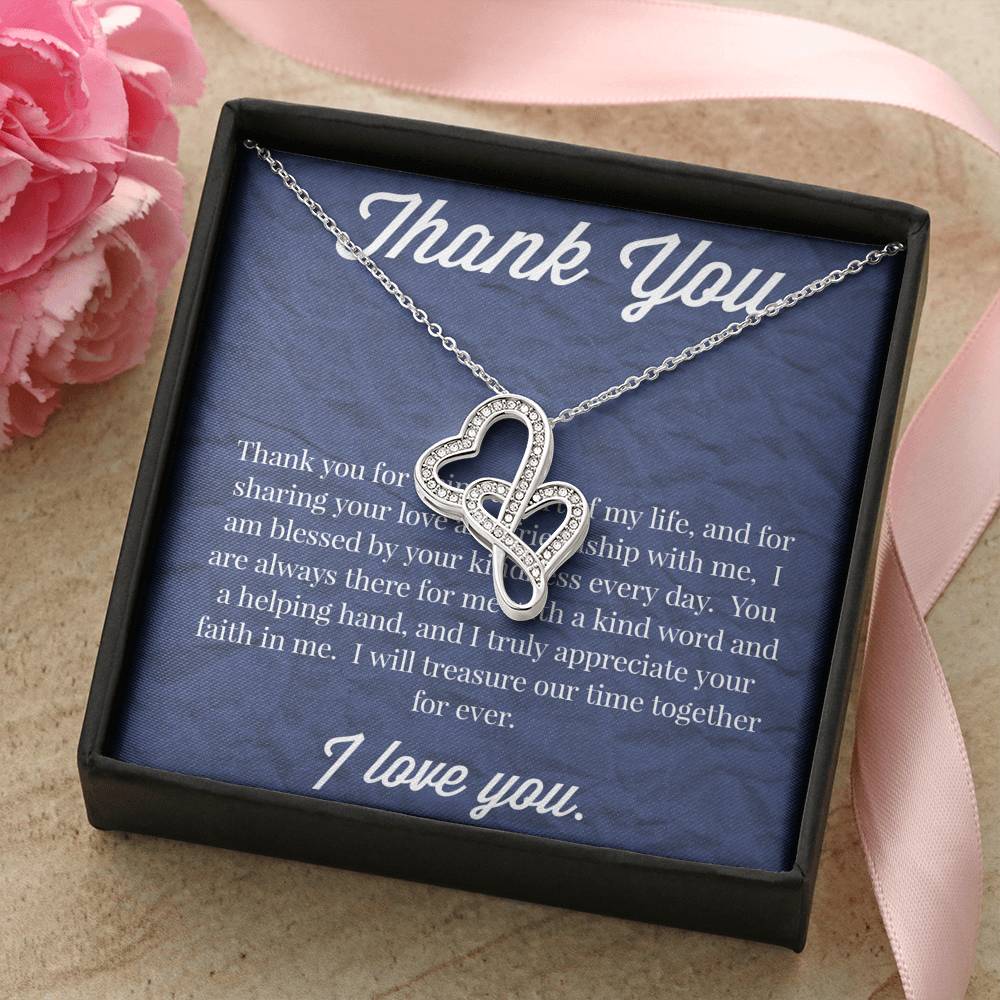Thank you Double Hearts Necklace