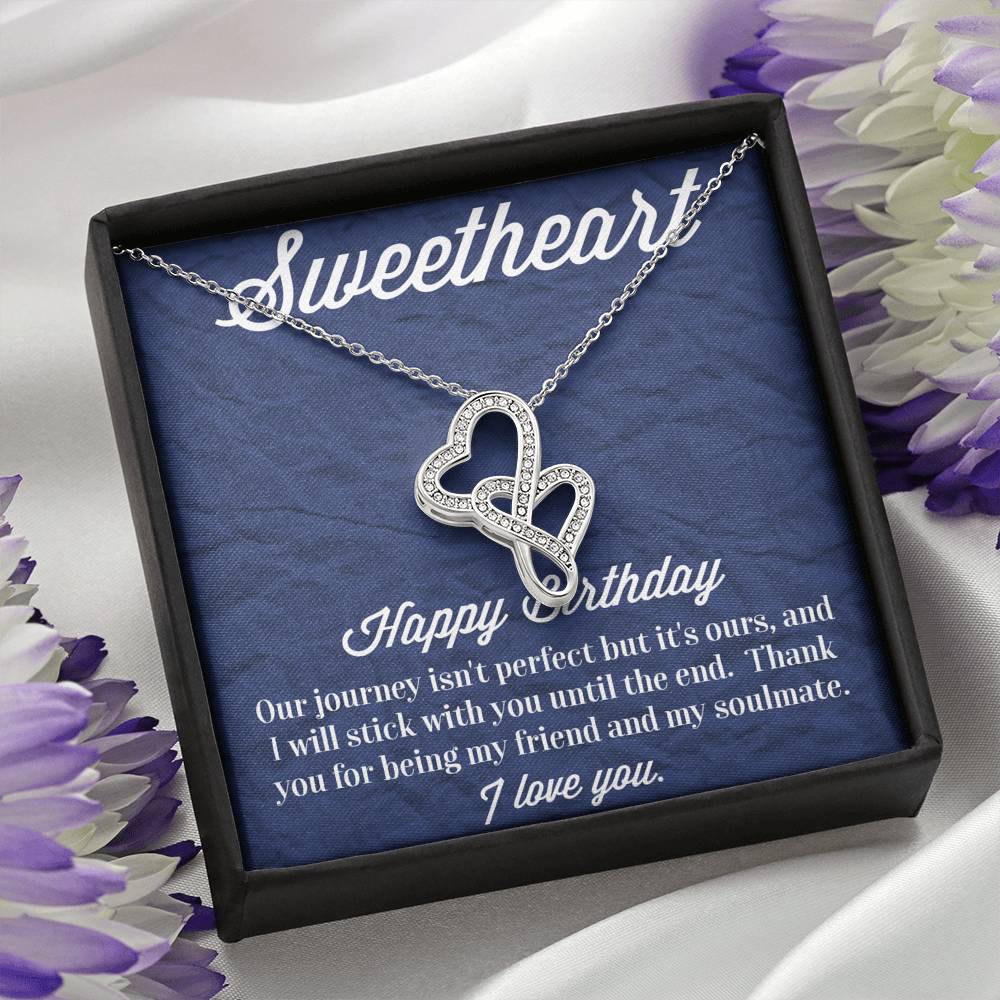 Happy Birthday Double Hearts Necklace