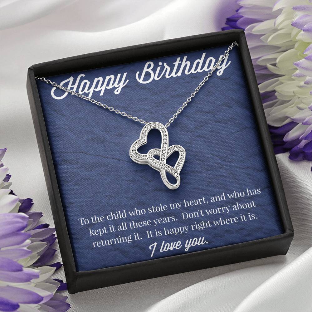 Happy Birthday Double Hearts Necklace