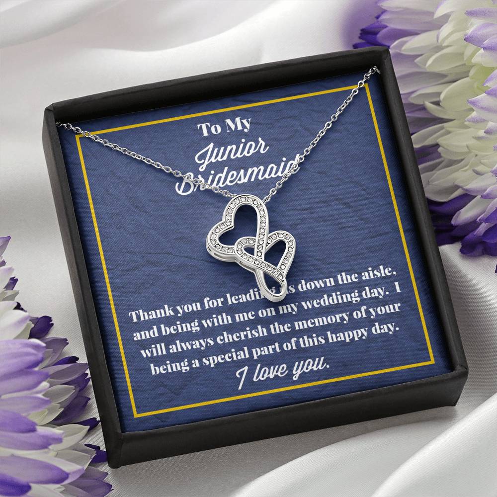 To My Junior Bridesmaid Double Hearts Necklace