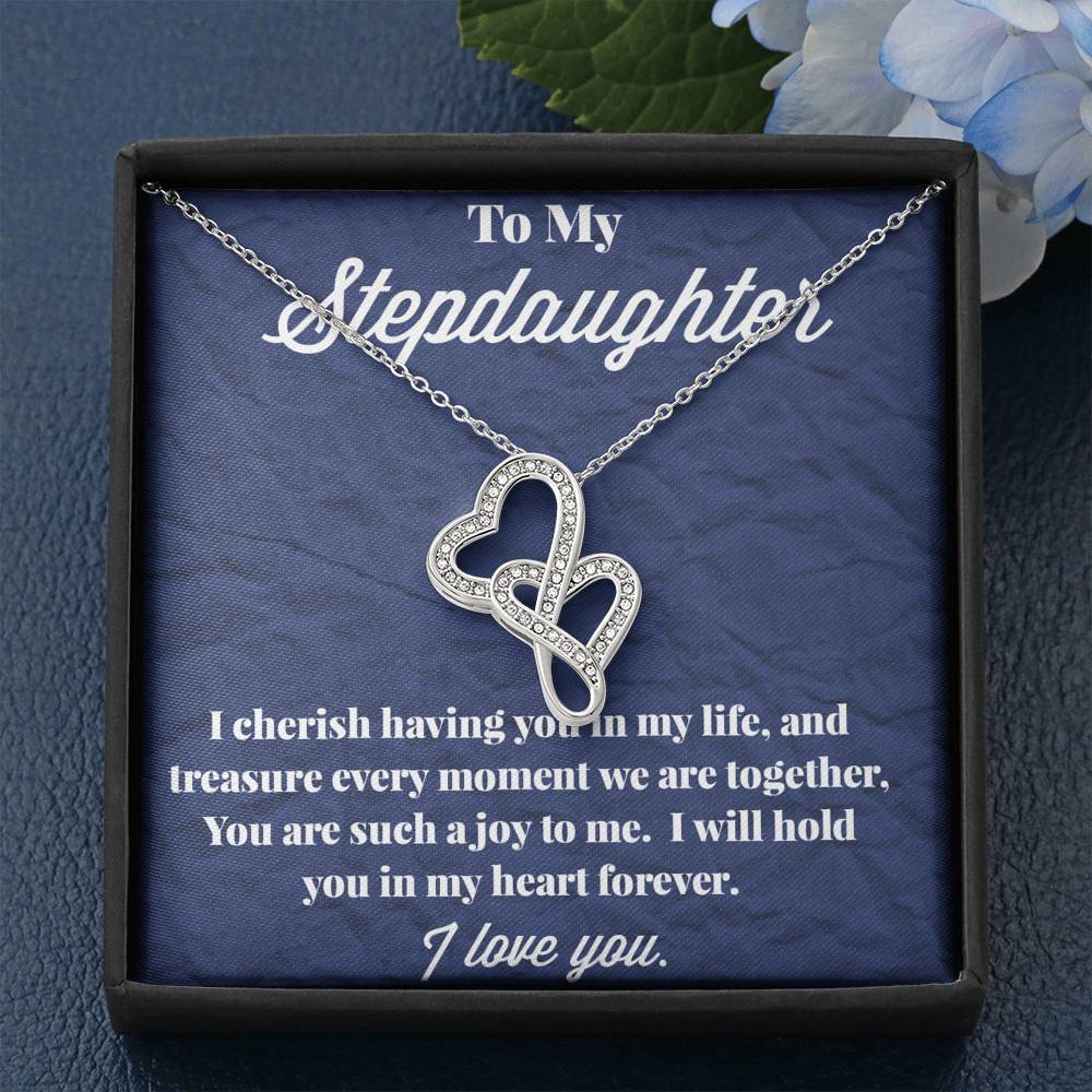 To My Stepdaughter Double Hearts Necklace