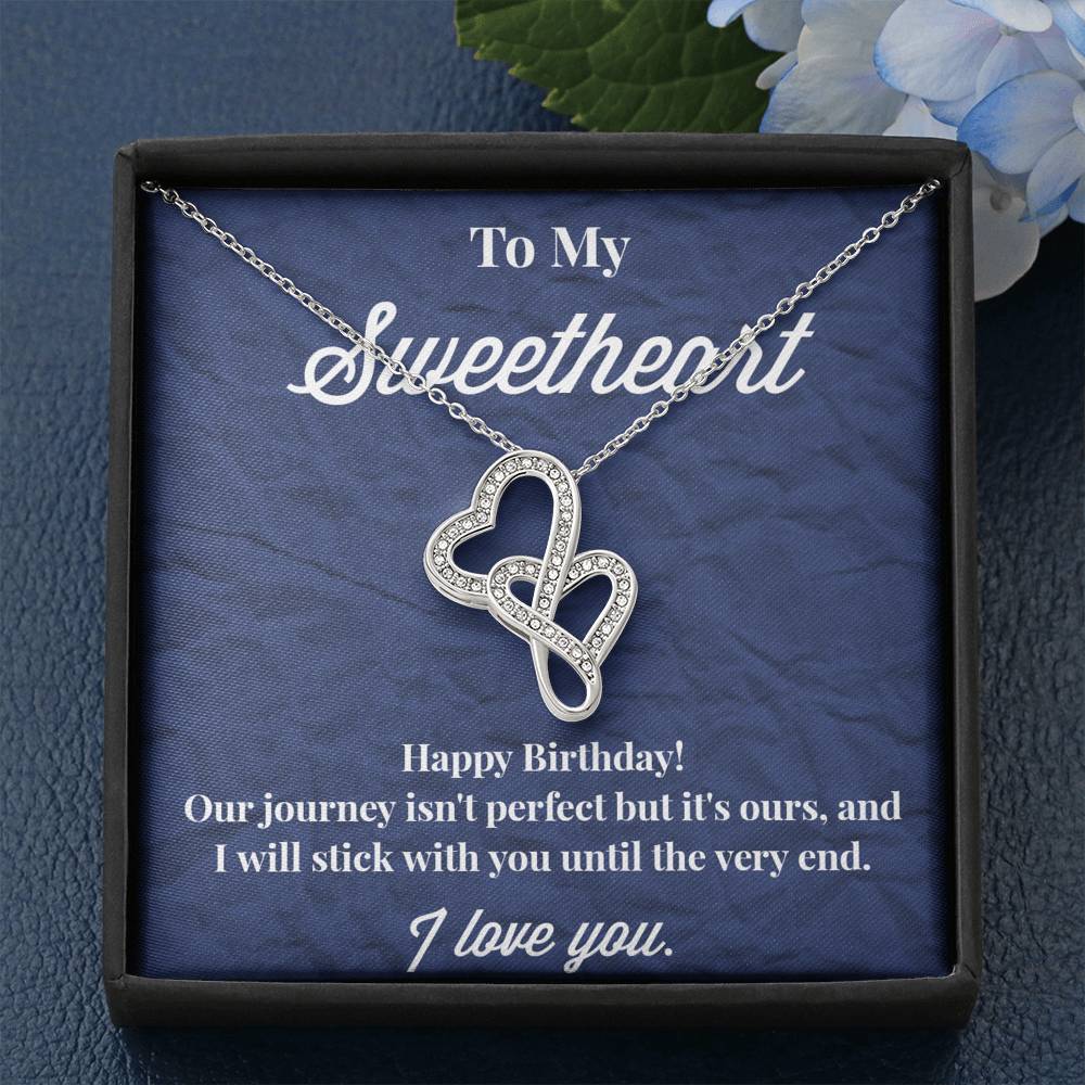 Happy Birthday To My Sweetheart Double Hearts Necklace - Sweetheart Necklace - Jewelry for Wife - Necklace for Wife