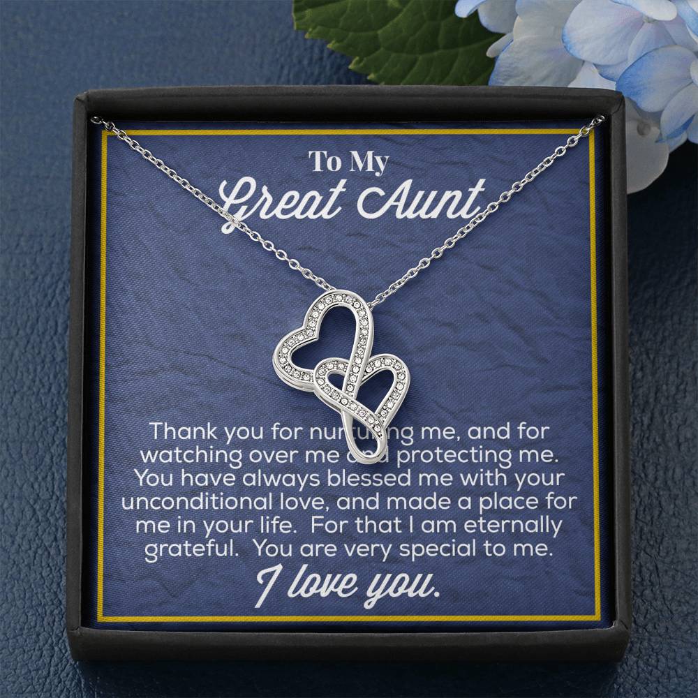 To My Great Aunt Double Hearts Necklace