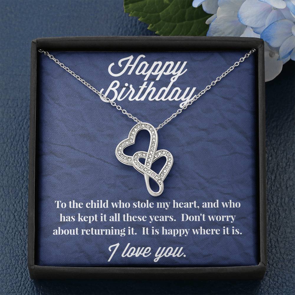 Happy Birthday Double Hearts Necklace