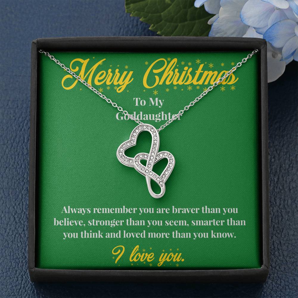 Merry Christmas To My Goddaughter - Double Hearts Necklace - Christmas Gift for Goddaughter - Necklace for Goddaughter