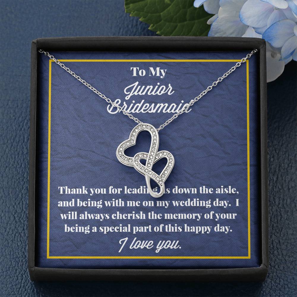To My Junior Bridesmaid Double Hearts Necklace