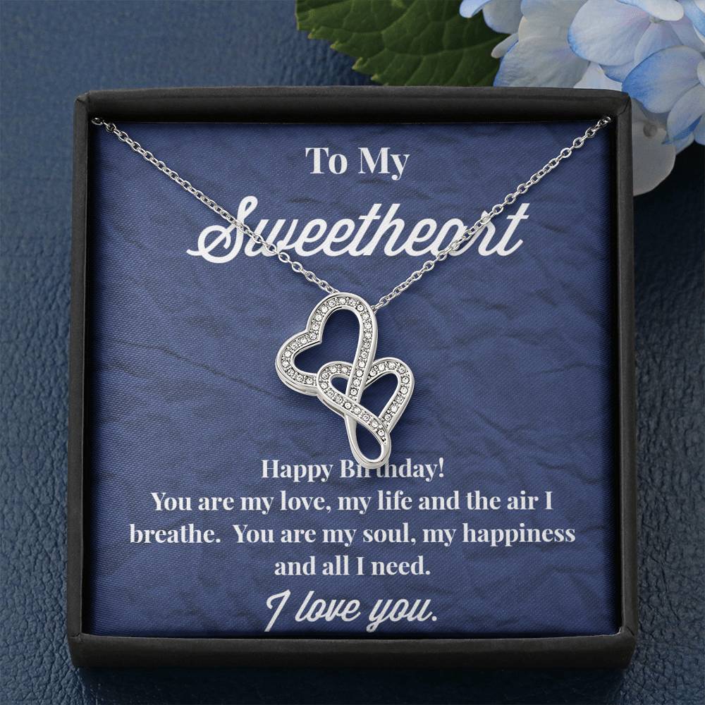 Happy Birthday To My Sweetheart Double Hearts Necklace - Jewelry for Wife - Necklace for Wife