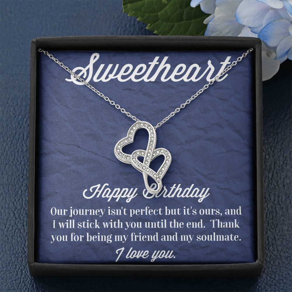 Happy Birthday Double Hearts Necklace