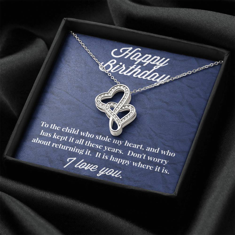 Happy Birthday Double Hearts Necklace