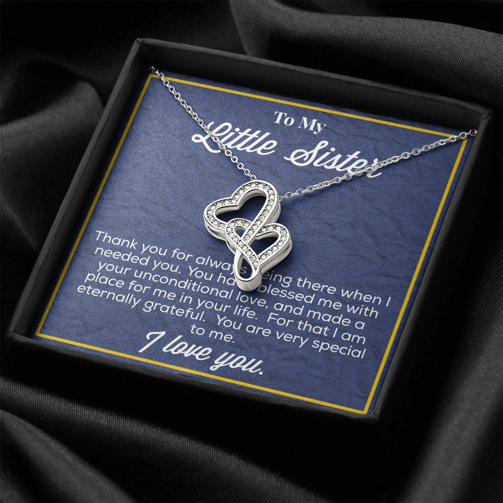 To My Little sister Double Hearts Necklace
