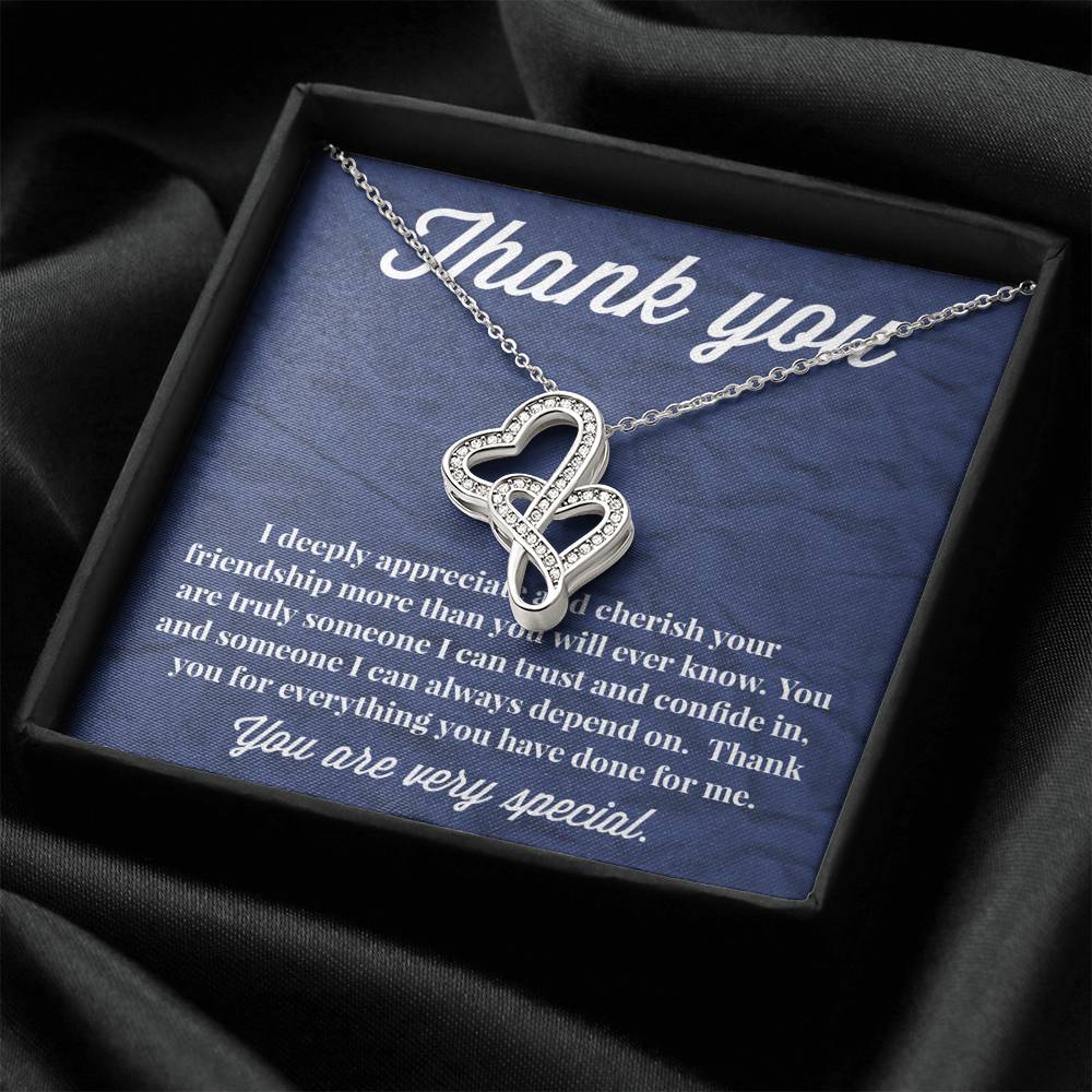Thank You Double Hearts Necklace - Thank You Gift - Necklace for Friend