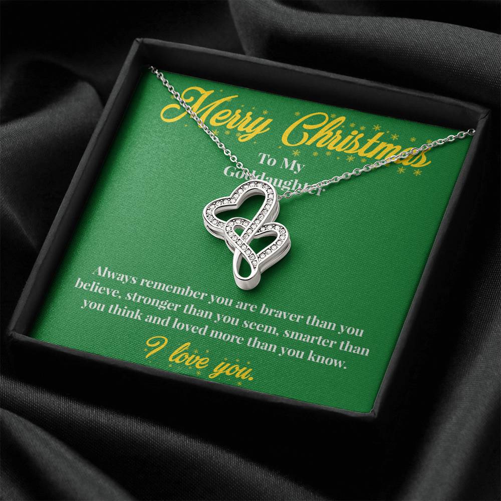 Merry Christmas To My Goddaughter - Double Hearts Necklace - Christmas Gift for Goddaughter - Necklace for Goddaughter