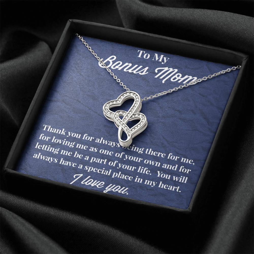 To My Bonus Mom Double Hearts Necklace