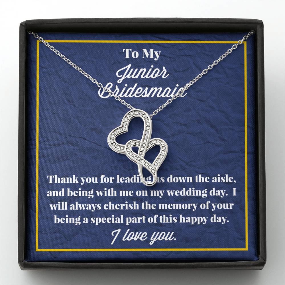 To My Junior Bridesmaid Double Hearts Necklace