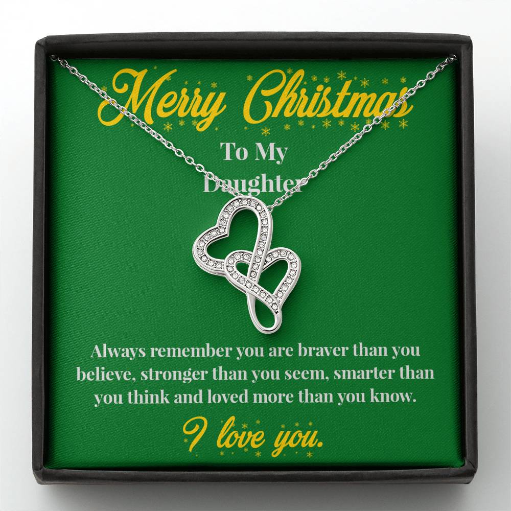 Merry Christmas to My Daughter - Double Hearts Necklace - Christmas Gift for Daughter - Necklace for Daughter
