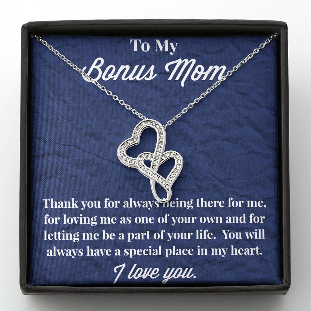 To My Bonus Mom Double Hearts Necklace