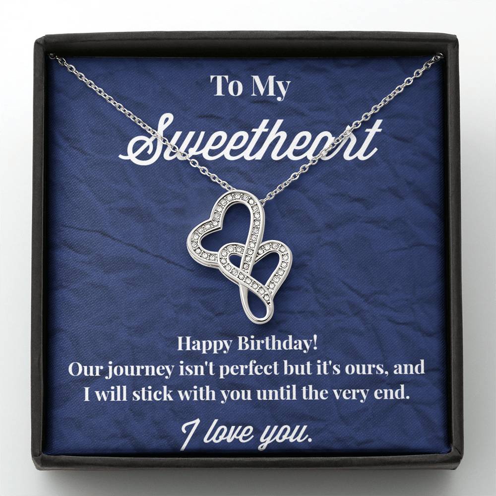 Happy Birthday To My Sweetheart Double Hearts Necklace - Sweetheart Necklace - Jewelry for Wife - Necklace for Wife