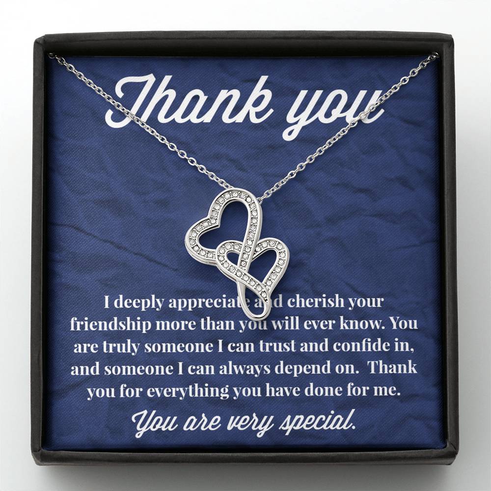 Thank You Double Hearts Necklace - Thank You Gift - Necklace for Friend