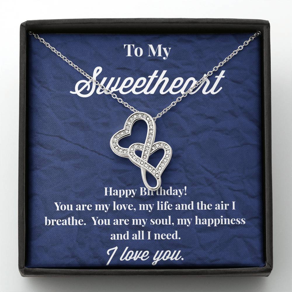 Happy Birthday To My Sweetheart Double Hearts Necklace - Jewelry for Wife - Necklace for Wife