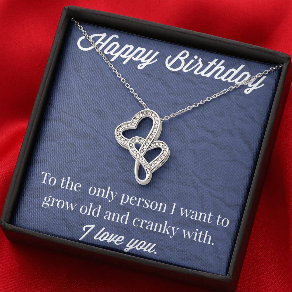 Happy Birthday Double Hearts Necklace