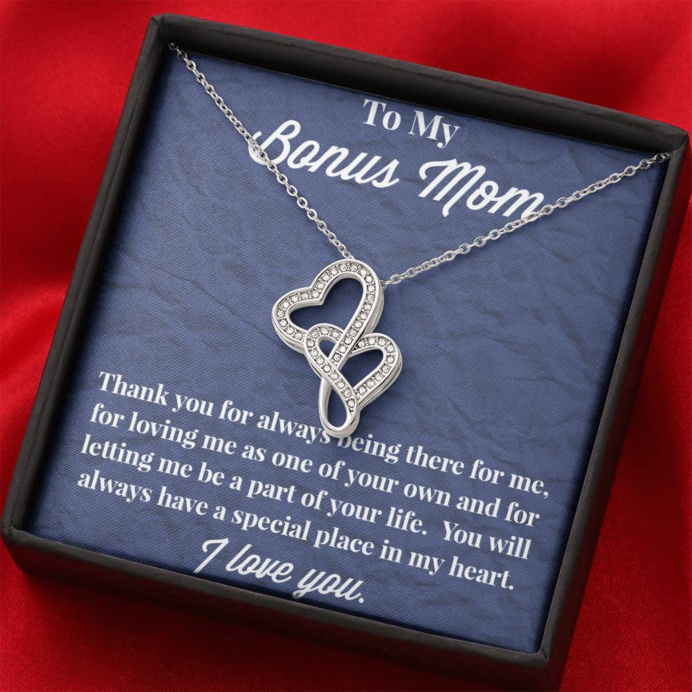 To My Bonus Mom Double Hearts Necklace